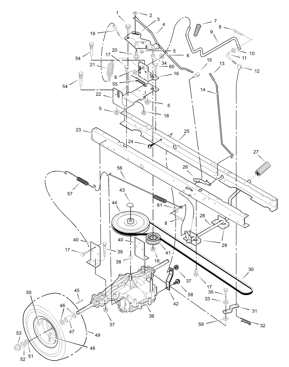 Motion Drive Diagram and Parts List for 312000X98B 2003 Briggs and Stratton Lawn Tractor
